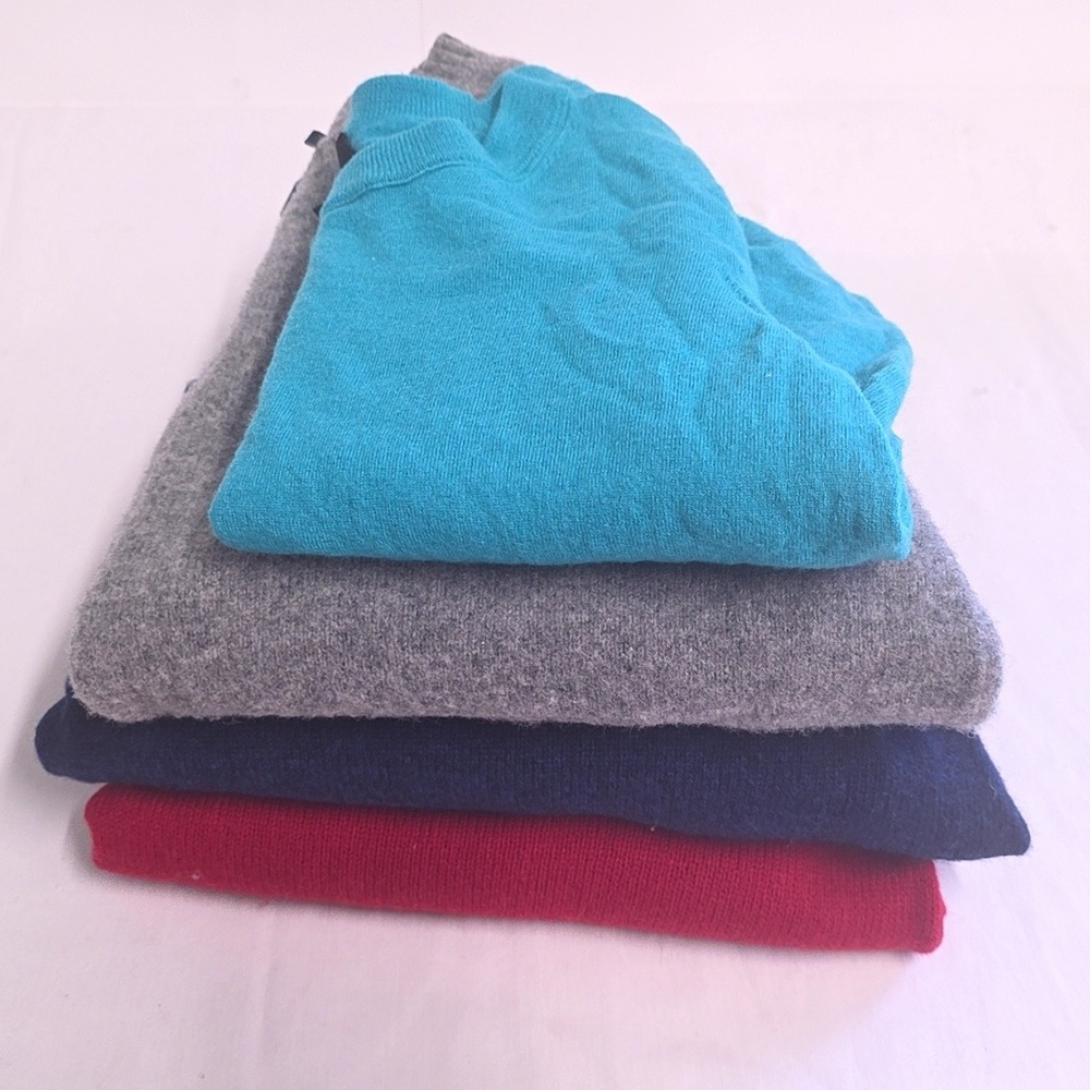 Lambswool Craft Cutter Sweater Lot DIY Upcycle Blue Gray Red 4pc 2lb 5oz
